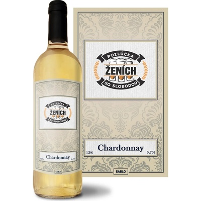 Sablio Rozlúčka so slobodou Ženícha Chardonnay biele suché víno 12 % 0,75 l (čistá fľaša)