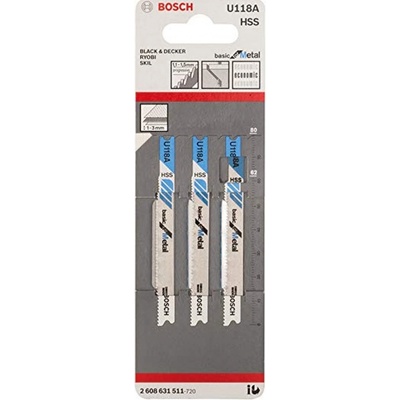 Bosch Pílové plátky do priamočiaré píly U 118 A Basic for Metal, 3 kusy, 2608631511