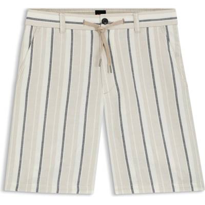 Boss BOSS ORANGE Striped Short in a linen-cotton blend (Ricoplus) - Light Grey 070