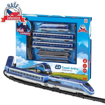 Rappa Комплект влакче с релси и два вагона, със звук и светлини, Чешки железници, 23 части