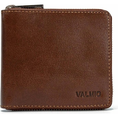 Valmio RFID kožená peněženka na zip hnědá