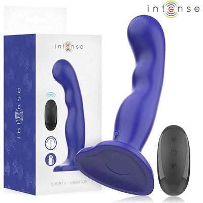 Intense Shorty Vibrator with Suction Cup & Remote Control Blue
