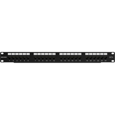Hikvision Пач панел Hikvision DS-1CP6U24-1U, Cat6, неекраниран 24-портов, 1U (DS-1CP6U24-1U)