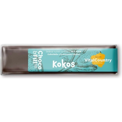 Choco & Fill Raw plněná čokoláda 65% Kokos 30 g