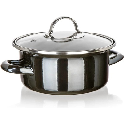 BANQUET Hrnec smaltovaný METALLIC Black 18 cm 1,3 l s poklicí