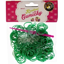 Loom Bands pletací gumičky tmavě zelené 200ks + háček