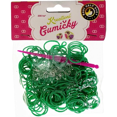 Loom Bands pletací gumičky tmavě zelené 200ks + háček