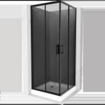Mexen Rio квадратна душ кабина 80 x 80 см, графит, черна + поддушово корито, (860-080-080-70-40-4510)