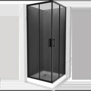 Mexen Rio квадратна душ кабина 80 x 80 см, графит, черна + поддушово корито, (860-080-080-70-40-4510)