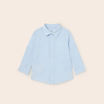 Image 1 of MAYORAL Ленена риза с дълъг ръкав в небесно синьо за бебе момче Майорал