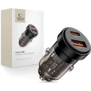 Tech-Protect cc03 2-портово зарядно за кола pd30w/qc3.0 черно (5906302361649)