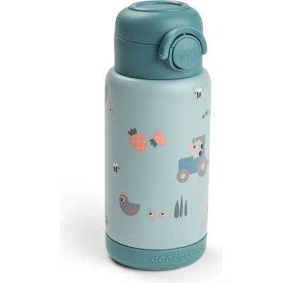 Done By Deer Dětská termoska s brčkem Tiny Farm modrá 340 ml