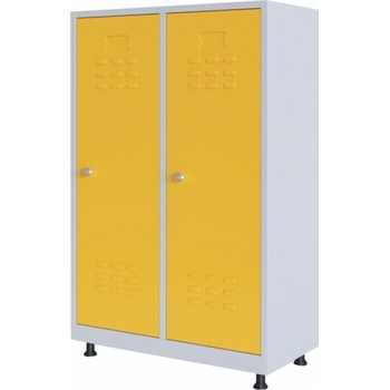 RFG Гардероб RFG, метален, двоен, с две врати, 80 х 40 х 120 cm, бял, с жълти врати