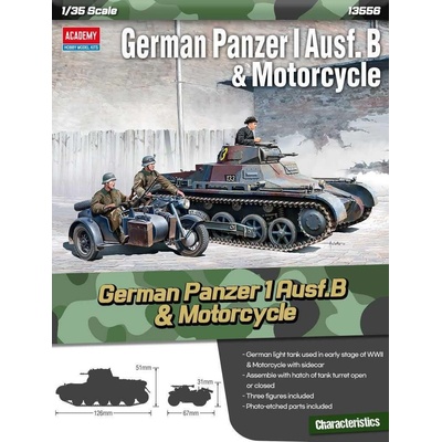 ACADEMY Model Kit military 13556 German Panzer I Ausf.B & Motorcycle 1:35