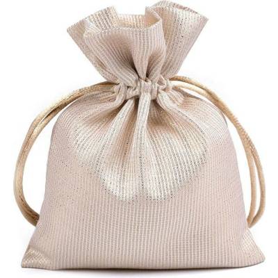 Prima-obchod Dárkový pytlík 10x13 cm saténový s lurexem, barva 2 krémová zlatá
