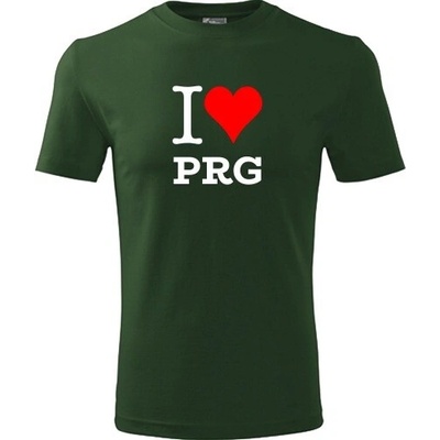 Tričko I love PRG lahvově zelené