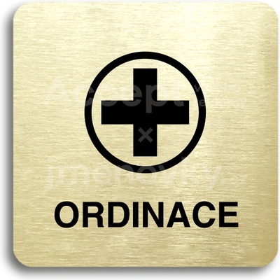 ACCEPT Piktogram ordinace VI - zlatá tabulka - černý tisk bez rámečku