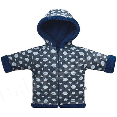 Baby Service Kabátik s kapucňou dvojvrstvový na zips Bubliny Modrý