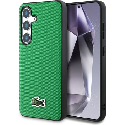 Lacoste Iconic Petit Pique тъкано лого MagSafe калъф за Samsung Galaxy S25 зелен (LCHMS25SPVCN)