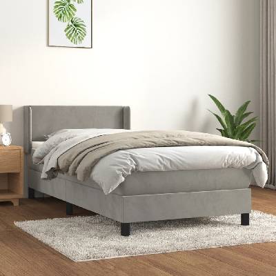 vidaXL 3130808 Boxspring postel s matrací samet / barva světle šedá