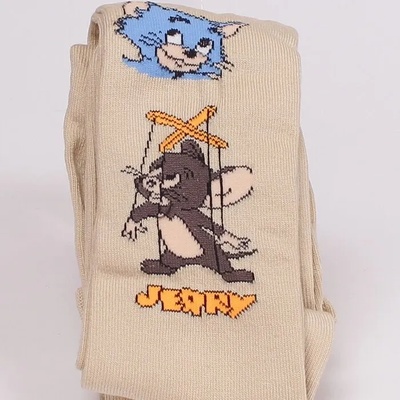 Детски чорапогащник в бежов цвят с Том и Джери