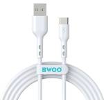 BWOO Кабел usb / usb-c, 3a, 2 метра, бял - bwoo