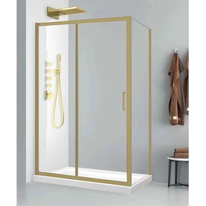 Fluminia Душ кабина, правоъгълна, Fluminia Iris Gold, 100x80 см, четкано злато (S02RE01BG 100X80)