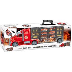  Fire Truck - автовоз куфар с 5 коли и хеликоптер