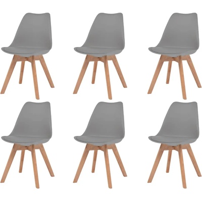 vidaXL Трапезни столове, 6 бр, сиви, пластмаса (274851)