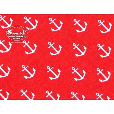 Soonrich látka na patchwork bílé kotvy na červené ptw253 – Hledejceny.cz