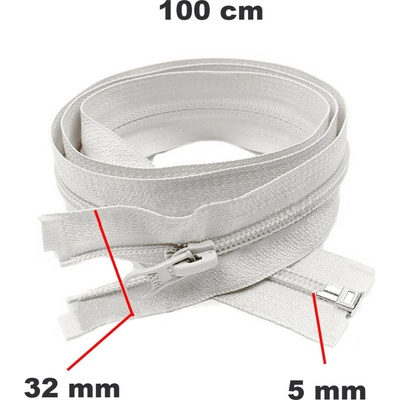 Zip spirálový Dělitelný Bílý 5 mm délka 100 cm