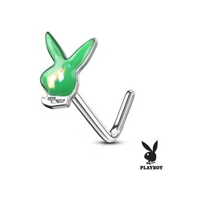 Šperky4U zahnutý piercing do nosu Playboy N0116-G