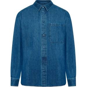KnowledgeCotton Apparel Мъжка риза с копчета Knowledgecotton apparel Loose Denim Shirt - Dark Blue Denim (033-2925-0111)