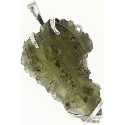 My Moldavite Stříbrný přívěsek s vltavínem glyptika rak 25-02
