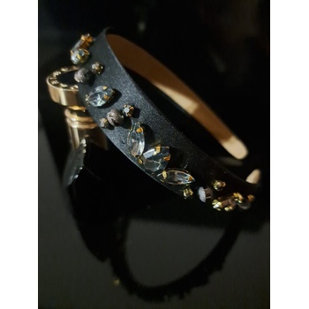 Radi handmade Черна диадема с графитени камъни и перли (912)