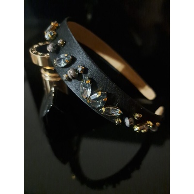 Radi handmade Черна диадема с графитени камъни и перли (912)