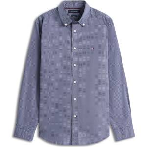 Tommy Hilfiger Men's Long-Sleeve Poplin Print Patterned Shirt - Preppy Navy 0GZ