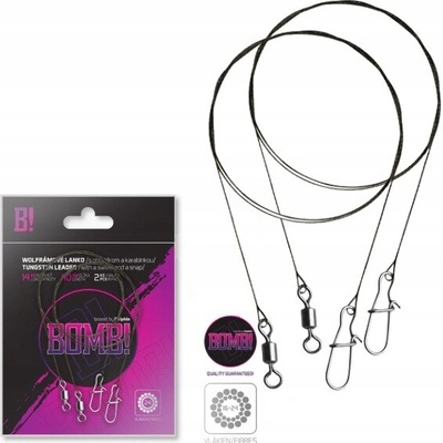 Delphin Volfrámové lanko BOMB! s Obratlíkom a Karabínkou 30 cm 9 kg 16 Vlákien 2 ks