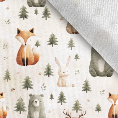 Takoy Teplákovina Takoy 150 cm malovaná zvířátka Beige
