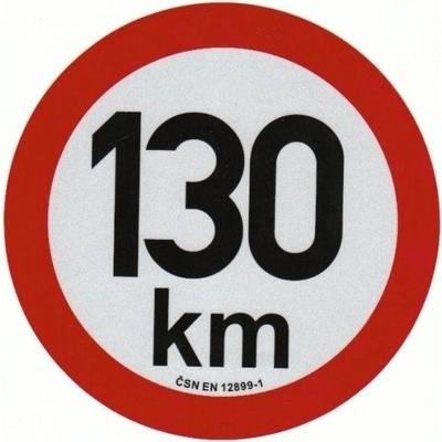Samolepka konstrukční rychlosti 130 km, reflexní, průměr 20 cm, s normou ČSN EN 12899-1
