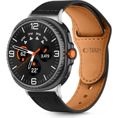 Tech-Protect Кожена Каишка за Samsung Watch 8/ 8 Classic 40/ 44/ 46mm, Tech-Protect LeatherFit Band, Черен (5906302331246)