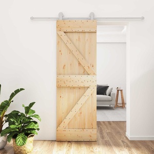 vidaXL Преплъзваща се врата Естествено и бяло 70 x 210 cm (3445020)