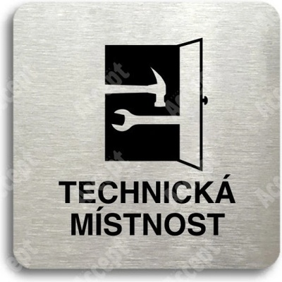 ACCEPT Piktogram technická místnost - stříbrná tabulka - černý tisk bez rámečku