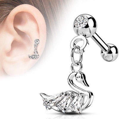 Šperky4U cartilage piercing do ucha labuť CP1084-ST