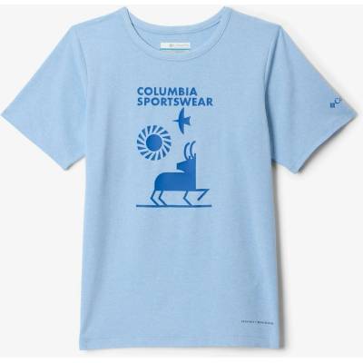 Columbia Tech Trail Short Sleeve Graphic Shirt ripple blue hthr/explore