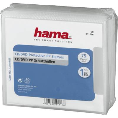 Hama cd/dvd предпазни пликове, 75 бр, прозрачни (hama-11716)