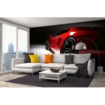 DIMEX ART Самозалепваща се флизелинова фототапета нова червена кола 375 x 250 см