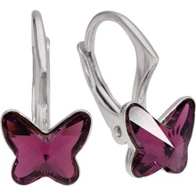 Swarovski Elements Butterfly dětské stříbrné visací fialový motýl motýlci 51048.3 Amethyst fialová bordó vínová