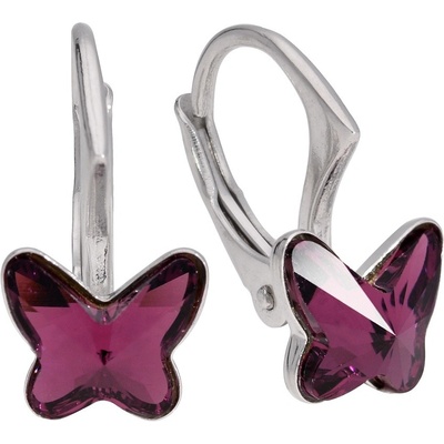 Swarovski Elements Butterfly dětské stříbrné visací fialový motýl motýlci 51048.3 Amethyst fialová bordó vínová