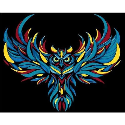 zuty Malování podle čísel Barevná letící sova 100 x 80 cm bez rámu a bez vypnutí plátna